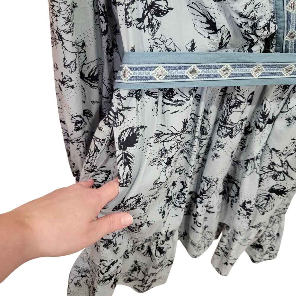 Anthropologie Ruffle Wrap Mini Dress Floral Long Sleeve Cottagecore Woma… - Picture 12 of 17
